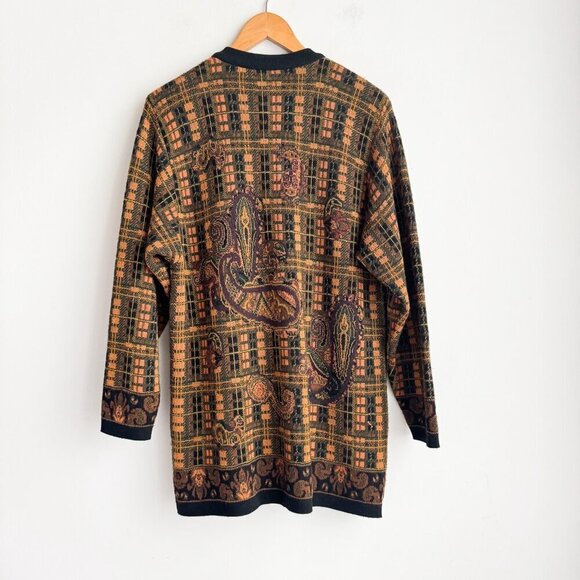 Vintage Made in France PAisley Print Wool Blend Cardigan M - Picture 3 of 5